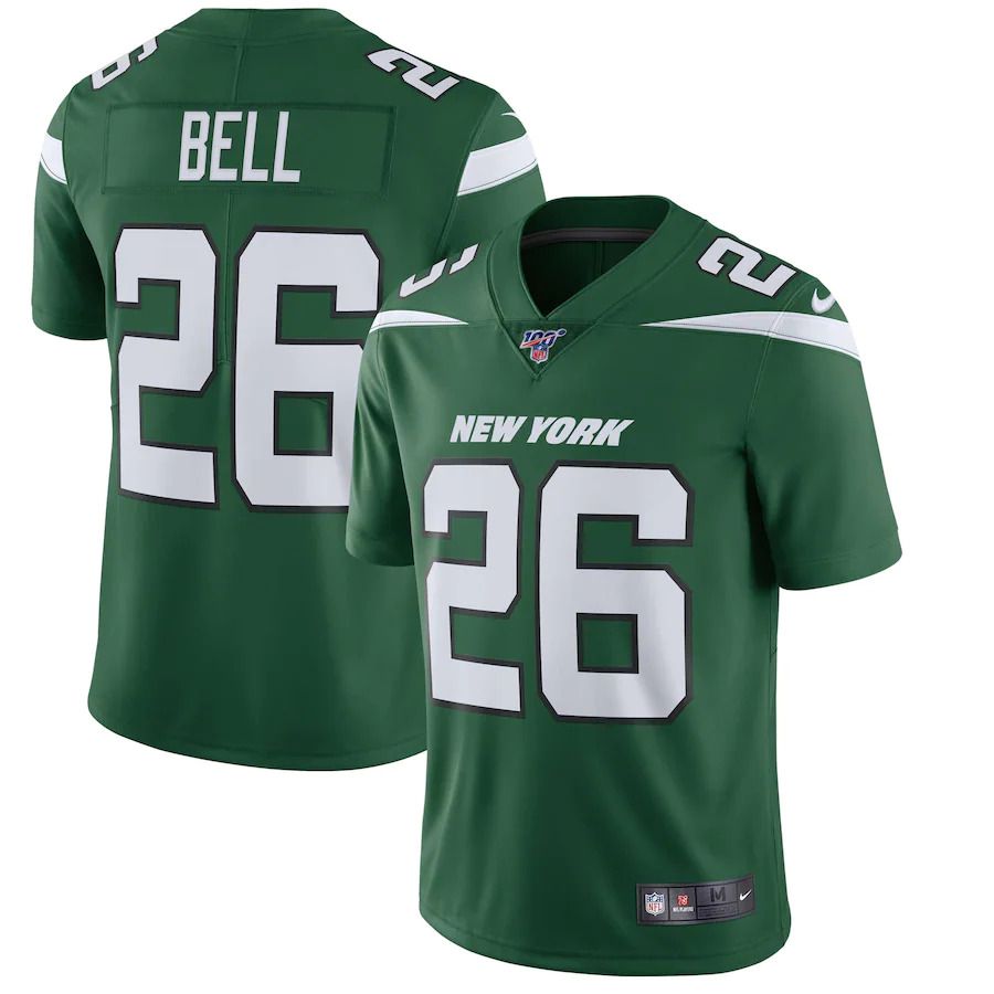 Men New York Jets 26 Le Veon Bell Nike Green 100th Vapor Limited NFL Jersey
